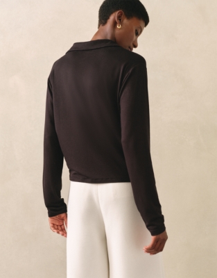 Jersey Crepe Button Through Shirt