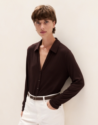 Jersey Crepe Button Through Shirt