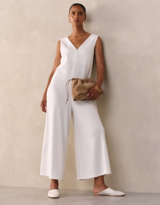 Jersey Cropped Wide Leg Jumpsuit