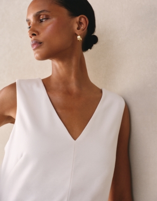 Jersey Cropped Wide Leg Jumpsuit - Ivory