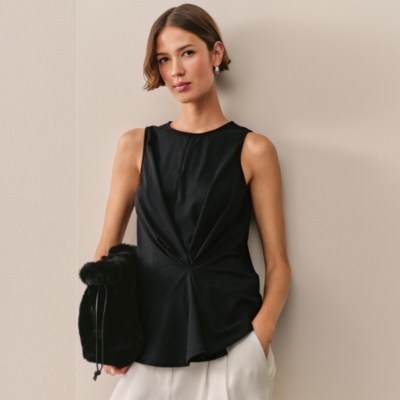 Jersey Drape Front Keyhole Top