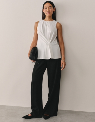 Jersey Drape Front Keyhole Top