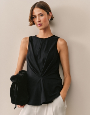 Jersey Drape Front Keyhole Top