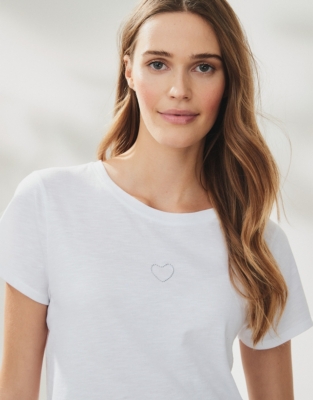 Jersey Embroidered Heart TShirt Tops & Blouses The White Company US