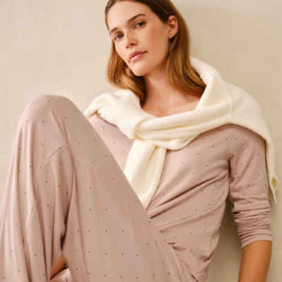 Jersey Fine Rib Scoop Neck Dot Pyjama Set