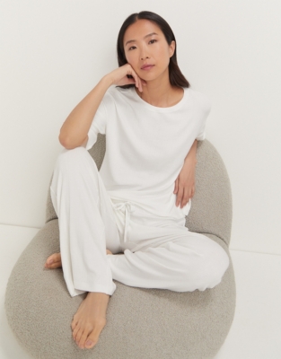 Jersey Flat Rib Pajama Set - Ivory