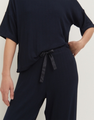 Jersey Flat Rib Pajama Set - Navy