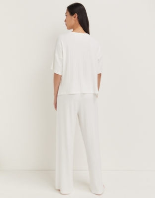 Jersey Flat Rib Pyjama Set - Ivory