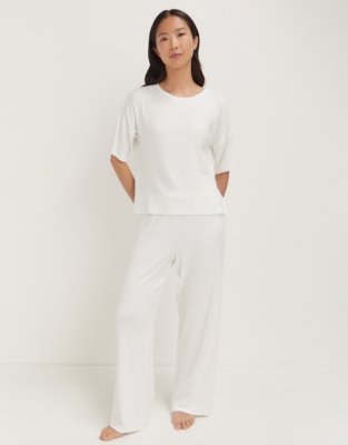 Jersey Flat Rib Pyjama Set - Ivory