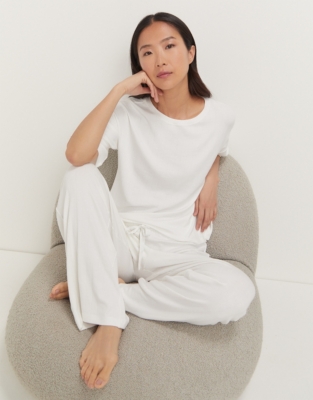 Jersey Flat Rib Pyjama Set - Ivory