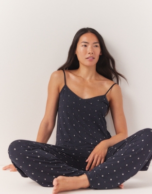 Jersey Floral Spot Print Cami Pajama Set, Sleepwear Sale