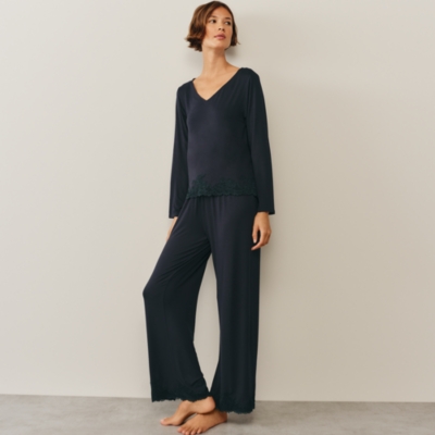 Jersey Lace Applique Long Sleeve Pyjama Set