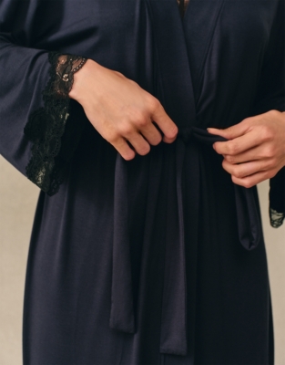 Jersey Lace Detail Maxi Robe