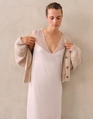 Jersey Lace Detail Nightie - Blush