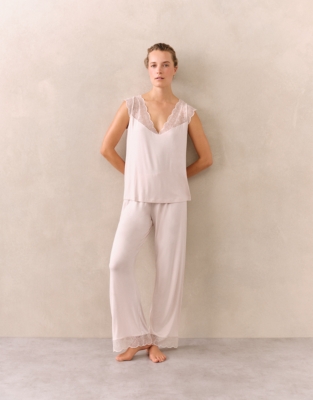 Jersey Lace Detail Pyjama Set