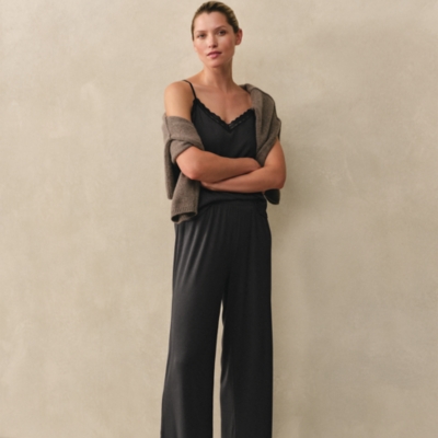 Jersey Lace Detail Ribbed Cami Pyjama Set