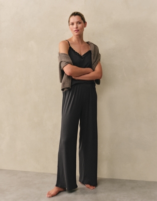 Jersey Lace Detail Ribbed Cami Pyjama Set