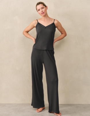 Jersey Lace Detail Ribbed Cami Pyjama Set