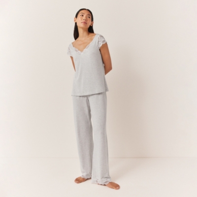 Jersey Lace Trim Detail Pyjama Set