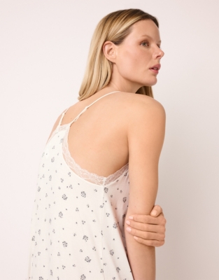 Jersey Lace Trim Ditsy Cami Nightgown