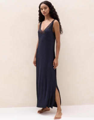 Jersey Lace-Trim Maxi Nightie