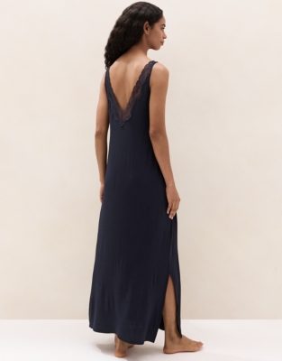 Jersey Lace-Trim Maxi Nightie