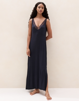 Jersey Lace-Trim Maxi Nightie