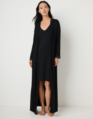 Jersey Lace Trim Maxi Robe