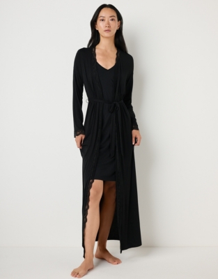 Jersey Lace Trim Maxi Robe