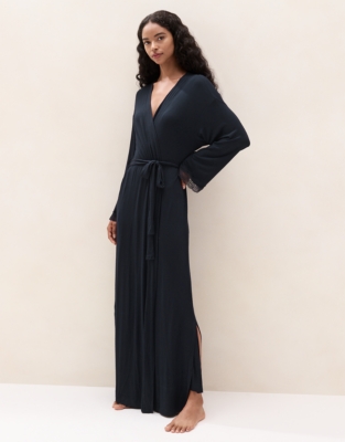 Jersey Lace-Trim Maxi Robe