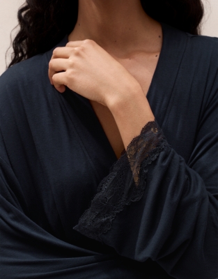 Jersey Lace-Trim Maxi Robe