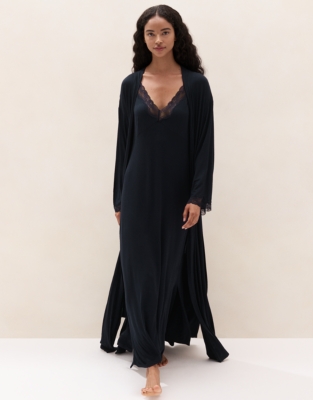 Jersey Lace-Trim Maxi Robe