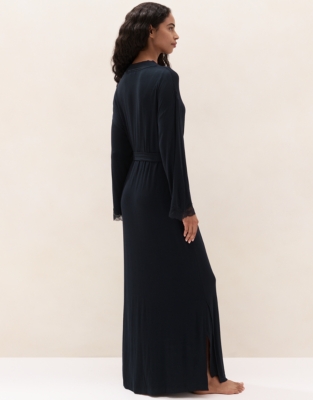 Jersey Lace-Trim Maxi Robe