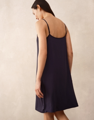 Jersey Lace Trim Nightie - Navy