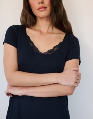 Jersey Lace Trim Scoop Neck Nightie