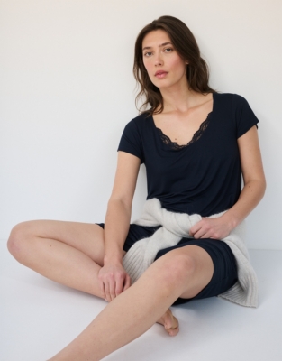 Jersey Lace Trim Scoop Neck Nightie