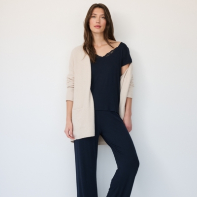 Jersey Lace Trim Scoop Neck Pyjama Set