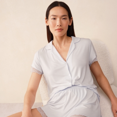 Jersey Lace Trim Shortie Pyjama Set