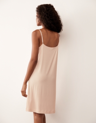 Jersey Lace Trim Square Neck Nightie - Chalk Pink