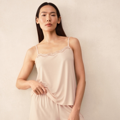 Jersey Lace Trim Square Neck Shortie Pyjama Set