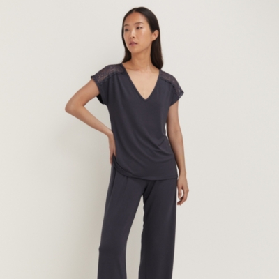 Jersey Lace Yoke Pyjama Set