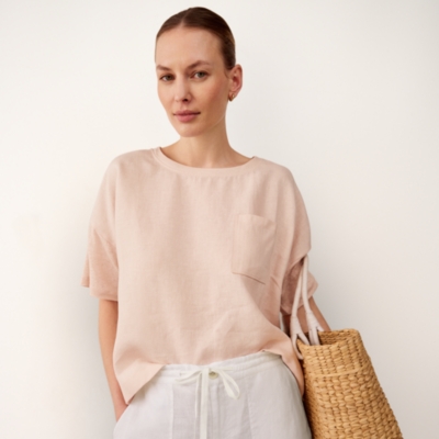 Jersey Linen Mixed Media Oversized T-Shirt 