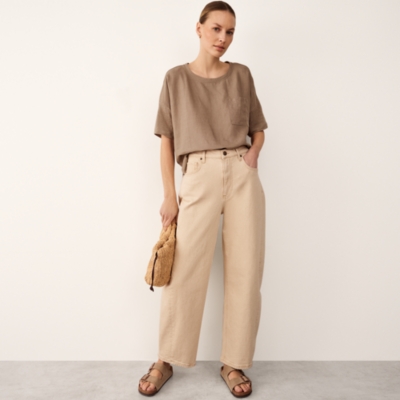 Jersey Linen Mixed Media Oversized T-Shirt 