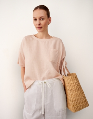 Jersey Linen Mixed Media Oversized T-Shirt 