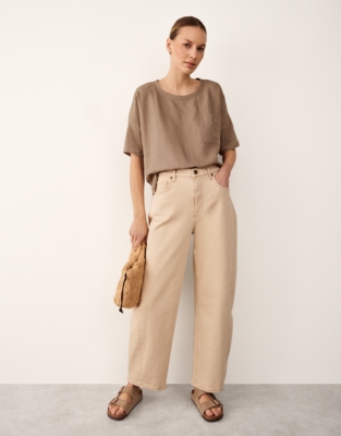 Jersey Linen Mixed Media Oversized T-Shirt 