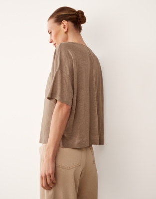 Jersey Linen Mixed Media Oversized T-Shirt  - Dusk