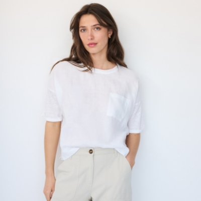 Jersey Linen Mixed Media Oversized T-Shirt