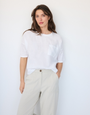 Jersey Linen Mixed Media Oversized T-Shirt