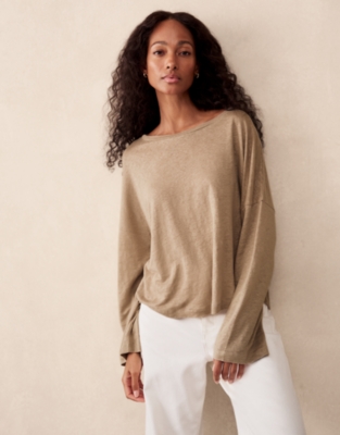 Jersey Linen Oversized Long Sleeve Tee 