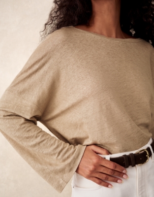 Jersey Linen Oversized Long Sleeve Tee 